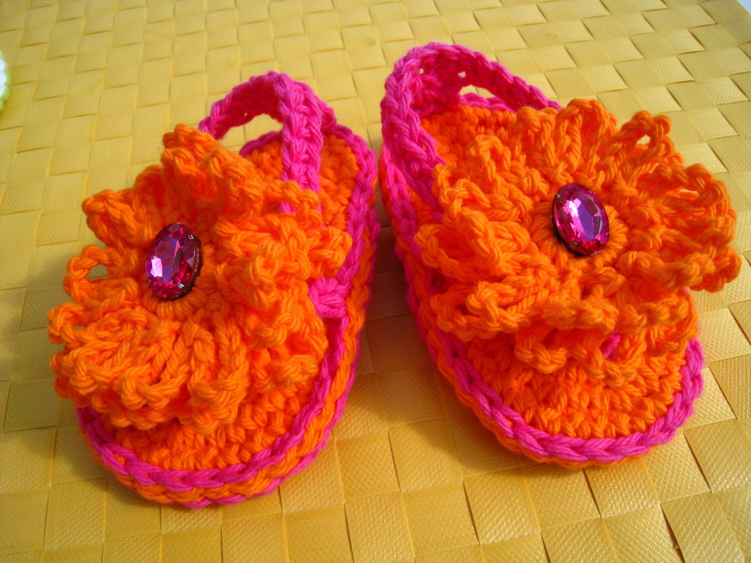 Crochet pattern baby flip flop bow sandal by EasyPeasyGrandma