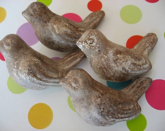 2 Aged Bird Knobs Cast Iron Bird Knobs in Antique Aged Finish Drawer or Cabinet Pulls Cottage Farmhouse Childrens Adults Custom Hardware