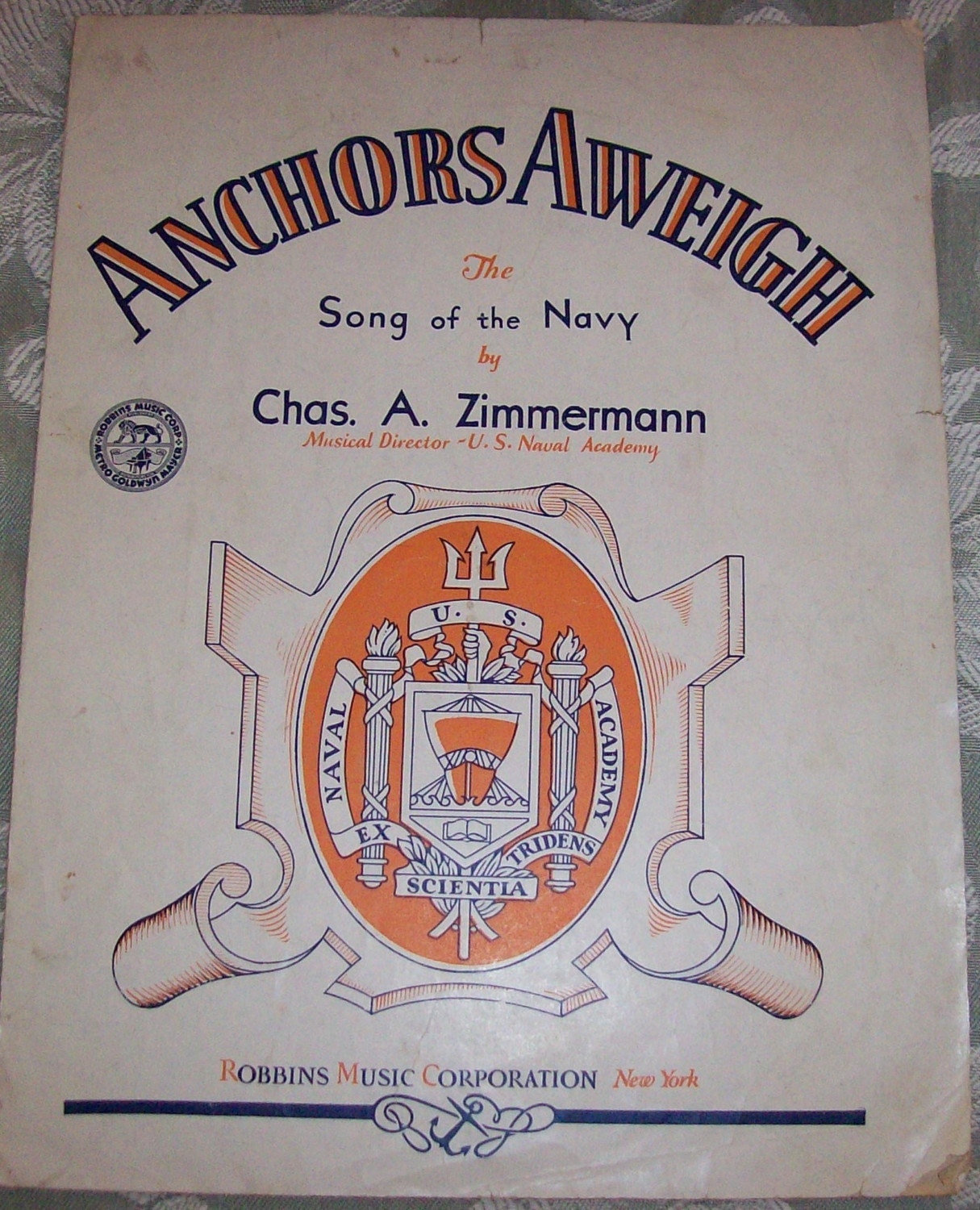 Anchors Aweigh US Naval Academy Fight Song Vintage Sheet Music