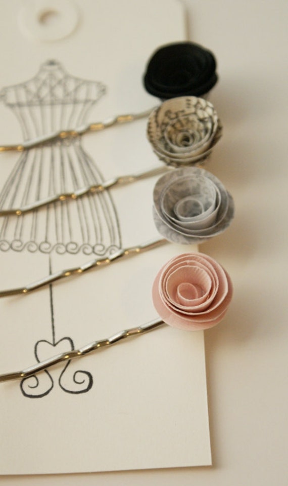 items similar to not shabby all chic paper flower bobby pins set of 4 on etsy items similar to not shabby all chic paper flower bobby pins set of 4 on etsy
