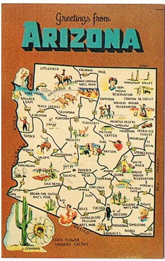 Vintage Arizona Map