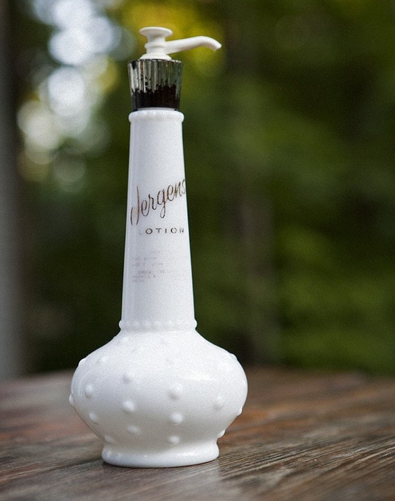 Vintage Milkglass and Hobnail Jergens Lotion Bottle
