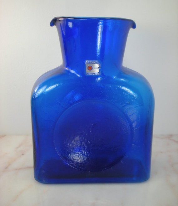 Blenko Cobalt Blue Glass Carafe Water Bottle 5745