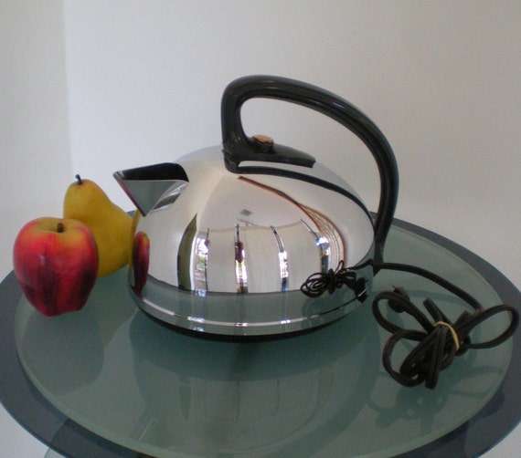 1950s GE Electric Water Kettle Chrome Black by oldetymestore