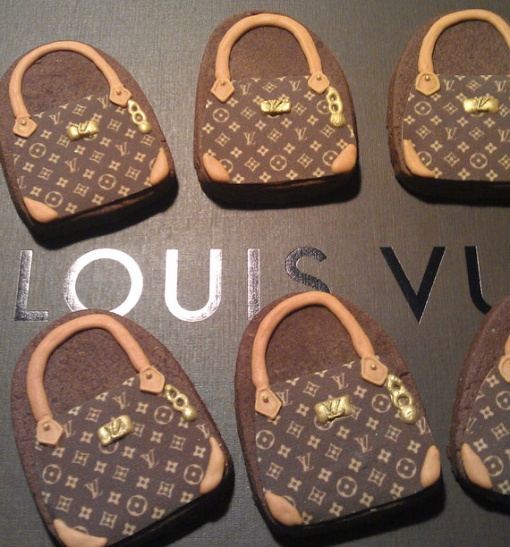 Items similar to One dozen Chocolate Louis Vuitton Vintage Purse Sugar cookies EDIBLE image on ...