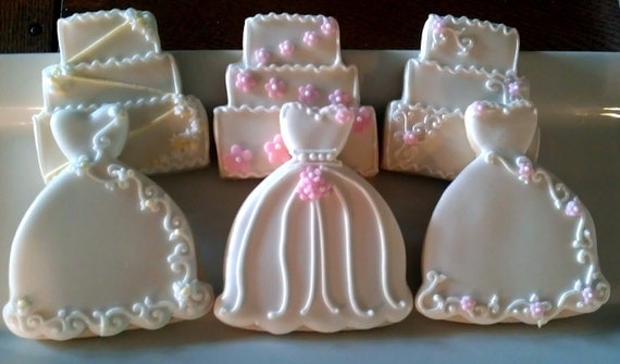 24 Decorated Sugar Cookies Wedding Dress Cake Bridal Shower