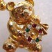 ON SALE Christmas Teddy Bear Scatter Pins w Rhinestone Wreath