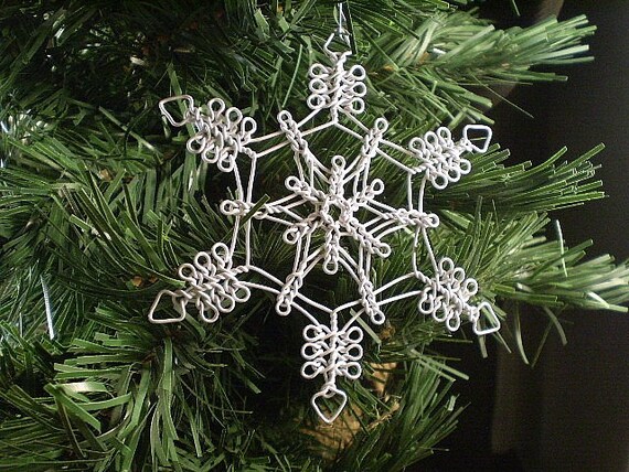 Items similar to Wire Snowflake Lace Ornament on Etsy