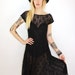 VTG Burlesque Sheer FLORAL Lace Steampunk Midi Dress Slip Small