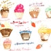 Cupcakes and strawberries - Original watercolor painting - Food art - Fairy cakes - The kitchen collection