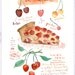 Cherry clafouti recipe Original watercolor painting French bakery Art for kitchen