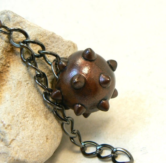 Mace Jewelry Ball and Chain Pendant Black Nickel Chain