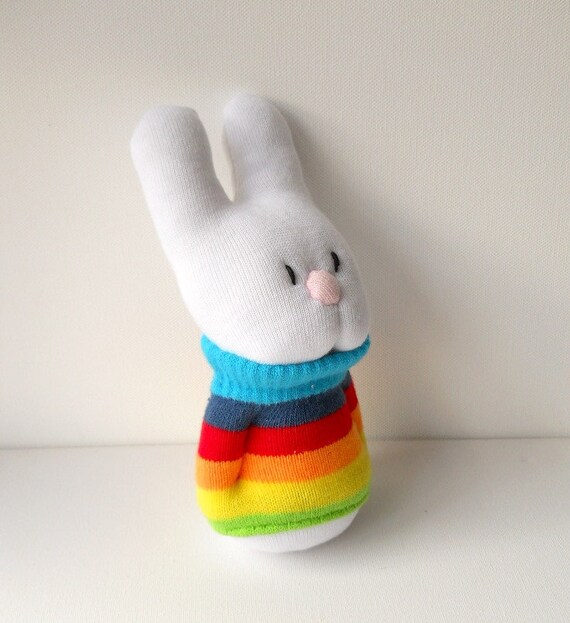 stuffed rainbow bunny