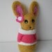 sale needle felted animal rabbit bunny miniature pink sock called Rosemary