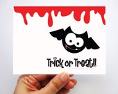 6 Halloween Cards, Bat Halloween Cards Trick or Treat Halloween Cards A305 Il_170x135