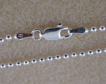 Ball Chain Necklace, Silver Necklace, 2mm Ball Chain, Sterling Silver Chain, Necklace Chain , 18 Inch Ball Chain, with Lobster Clasp