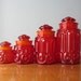 LE Smith Amberina Red Moon and Stars Canister Set of 4 Excellent Condition