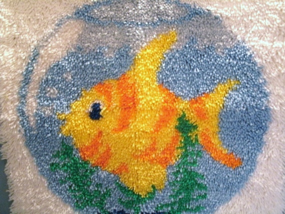 Handmade Latch Hook Goldfish In Bowl Area Rug by Sheekydoodle