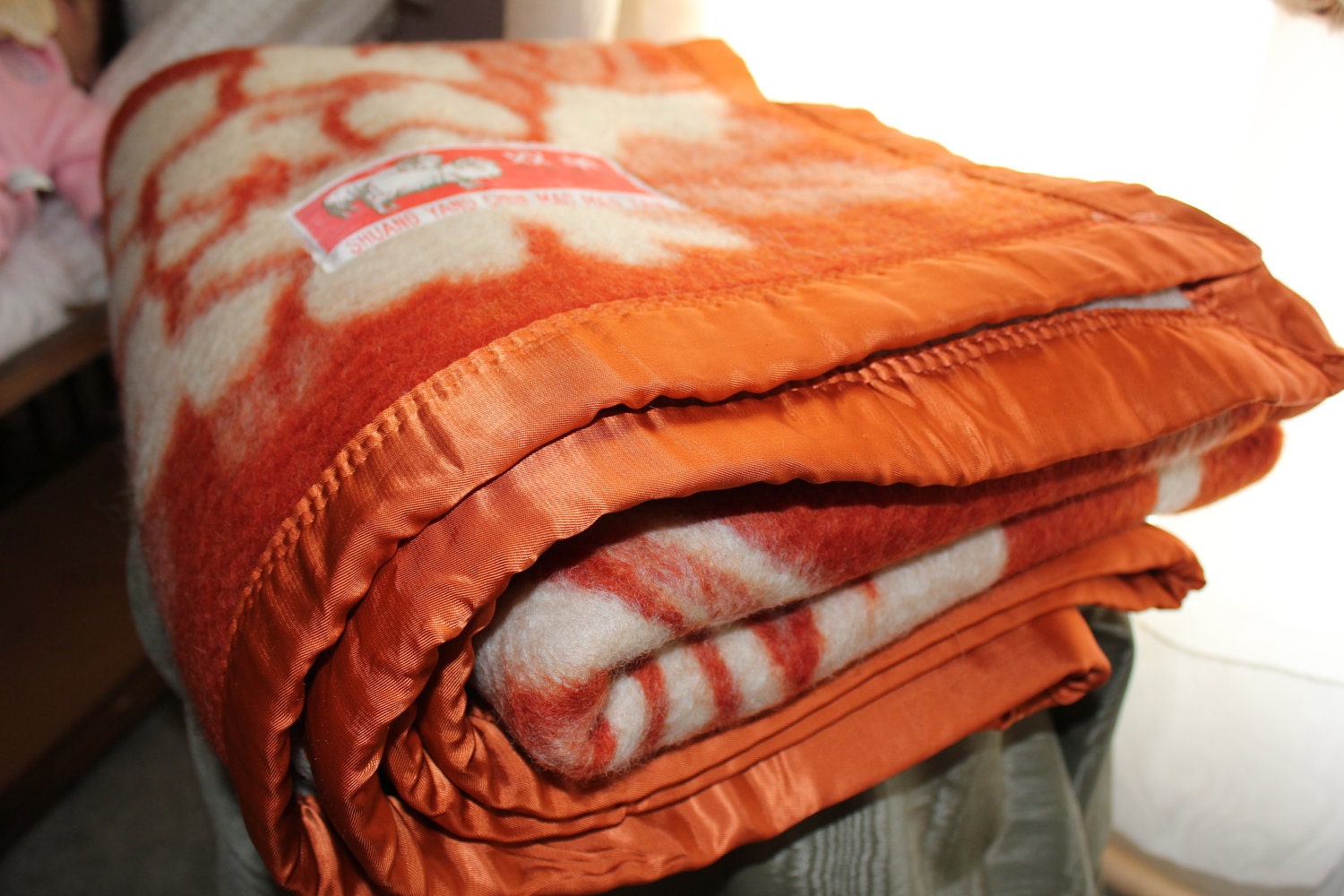 Asian Wool Blanket Peacock South East Asia Vintage Extremely