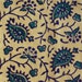 Hand Block Print Cotton Fabric - Navy and Teal Paisley Pattern on Beige Indian Print 1 Yard