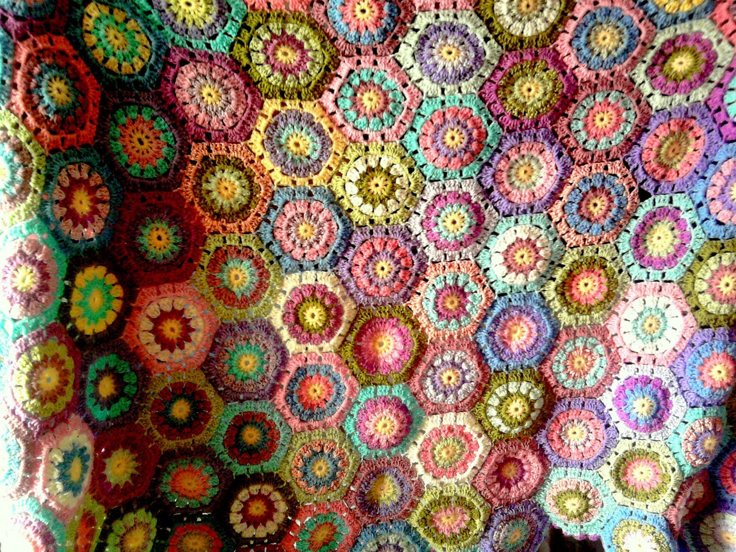 ideas crochet blanket easy Hexagonal Squares Afghan by Free Crochet Granny Blanket sebsurer