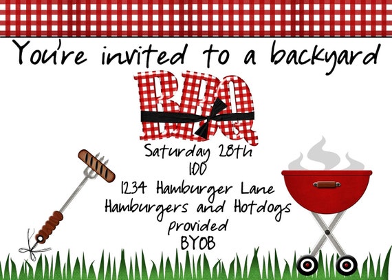 Items Similar To Backyard BBQ Invitation On Etsy