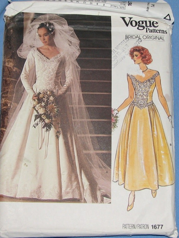 Vogue Bridal  Gown  and Petticoat  1980s Vintage Sewing Pattern 