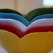 Lotus Bowls Japan Vintage Primary Colors red green yellow white aqua turquoise summer entertaining set CIJ christmasinjuly