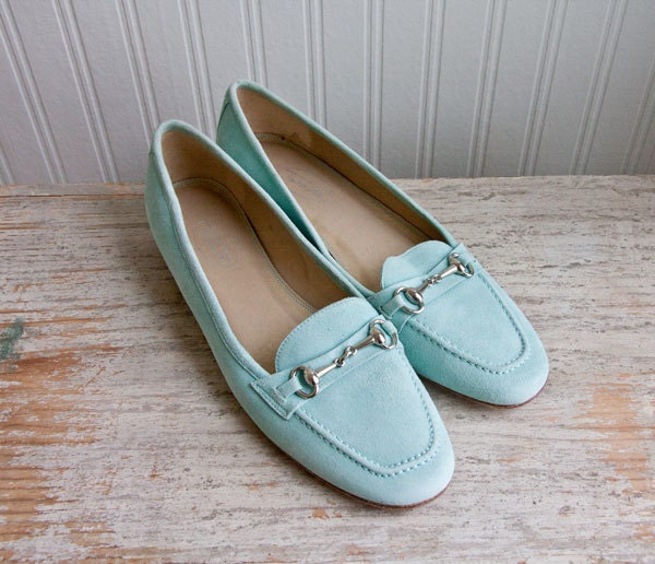 Vintage Talbots Shoes flats in mint or seafoam green with