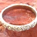 Antique 14k White Gold Baby Band RIng Etched Criss cross Motif Charm