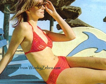 Crochet Bikini Pattern PDF 077 Vintage Lace Bikini from WonkyZebra