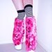 Neon Pink and Black Bubble Fur Fluffies Leg Warmers Boot Covers Cybergoth Cyberpunk