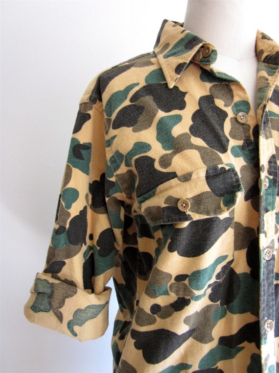 Vintage 1980s LL Bean CAMO CHAMOIS Shirt