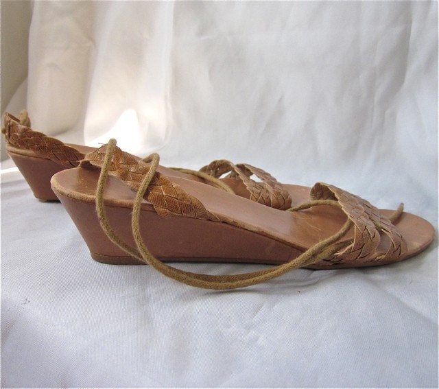 Vintage 80s TAWNY Leather Strappy Unisa Sandals