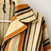 Vintage Wool Coat Jacket Medium Brown Camel Black Stripes