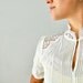 Vintage Wedding Dress - Lace Ivory Short Sleeve Bohemian Size 10 12
