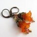 Pumkin Spice, Orange and Brown Lucite Flower Earrings, Lucite Flower Jewelry, Fall Earrings, Autumn Earrings