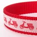 Vespa Dog Collar, Red, Scooters, Adjustable Ribbon Collar, Pet Collar