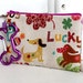 Pet Mess Clean Up Bag / Happy Doxie Linen Fabric / Pet Leash Purse