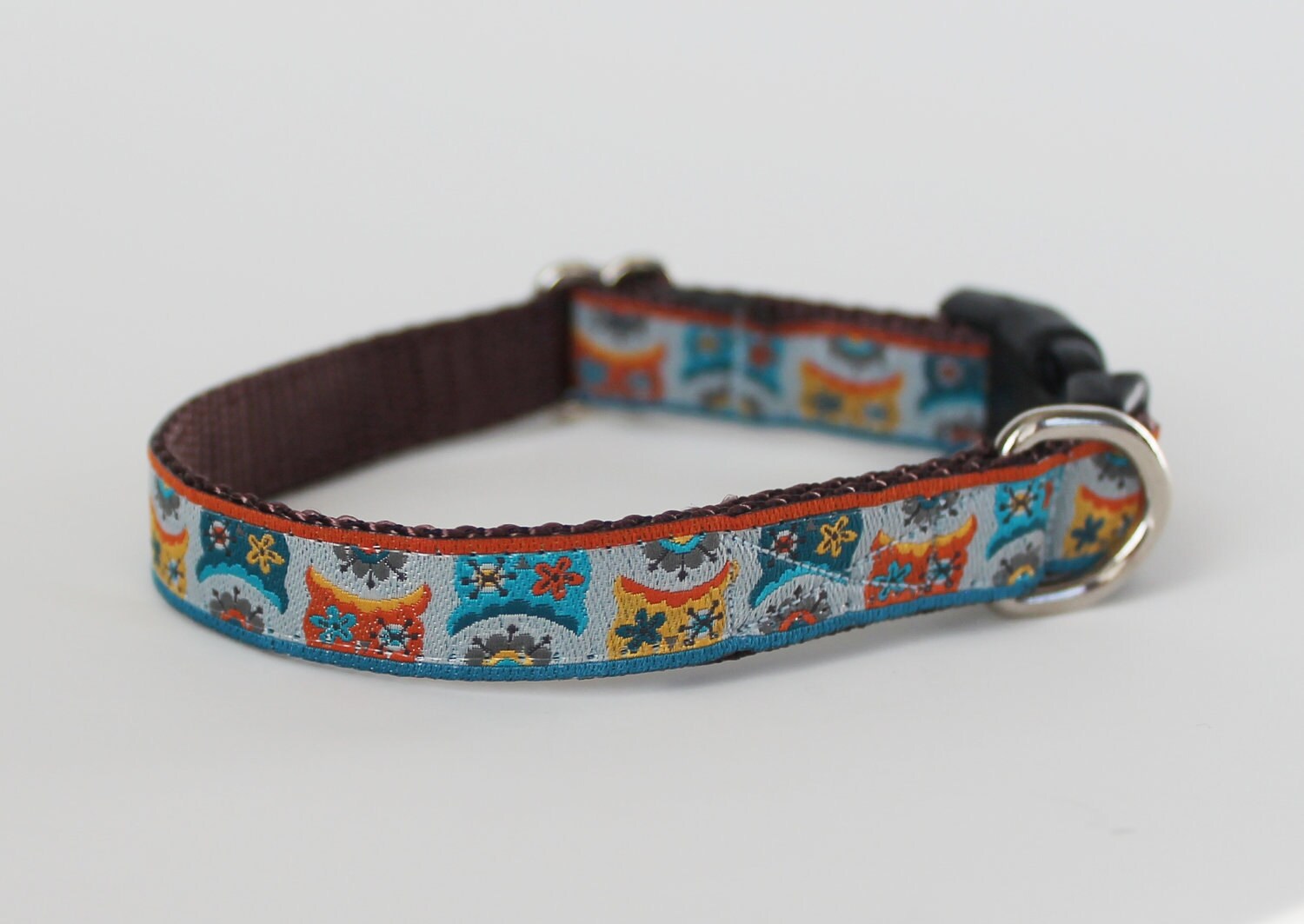 Teacup Dog Collar / Peekaboo Owls / Puppy Collar 1/2 inch