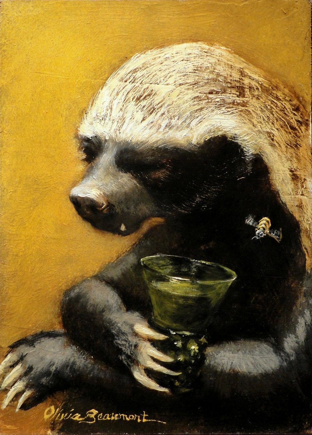 Honey Badger Art Original Oil Painting by Olivia Beaumont