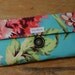Handmade Wallet - Womens Wallet - Vegan Wallet - Turquoise and Coral Floral With Zipper Pocket