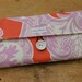Fabric Wallet Coral and Lilac With Zipper Pocket - Ready to Ship