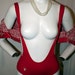 1980's PLAYBOY stripper stretchy suspender wrestling swimsuit onesie lingerie novelty nylon hipster punk white elephant funny bottoms sz S/M