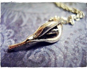 Silver Calla Lily Necklace - Silver Pewter Calla Lily Charm on a Delicate Silver Plated Cable Chain or Charm Only
