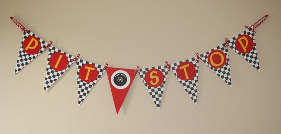 Pit Stop Race Car Cars Birthday Banner customizable