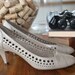 Vintage- Taupe Cut out Dots Pump Size 7.5