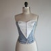 VTG/ 80s / Vintage Stapless Denim and Rhinestone Studded Bustier / xs / small