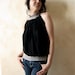 Black and Grey Draped Top