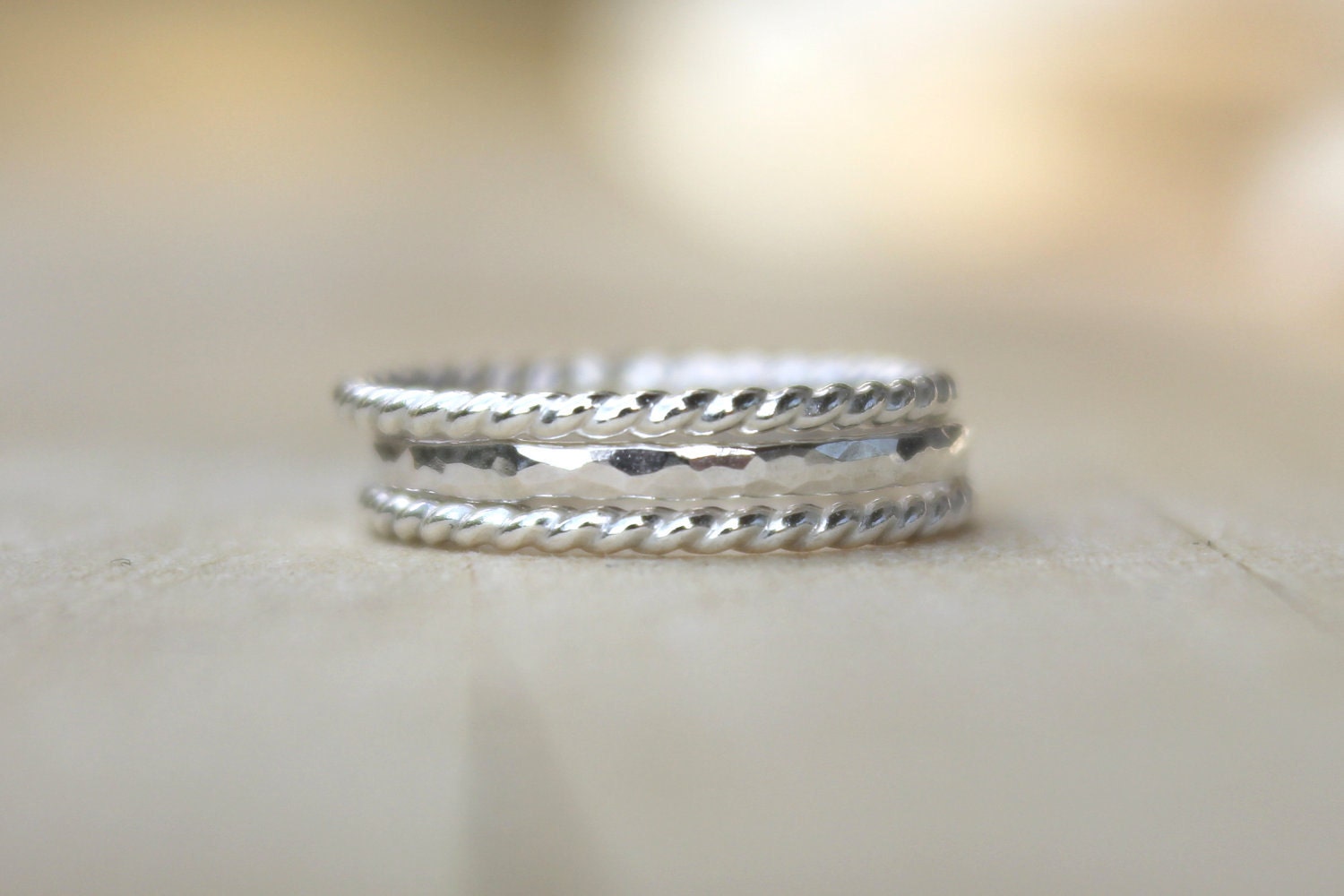 Stacking Rings Set of 3 Twist and Sterling by BlueSunflowers